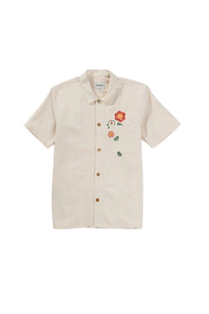 RHYTHM Flower Embroidery Button-Up Shirt Natutal Men's Short Sleeve Button Up Shirts Rhythm 