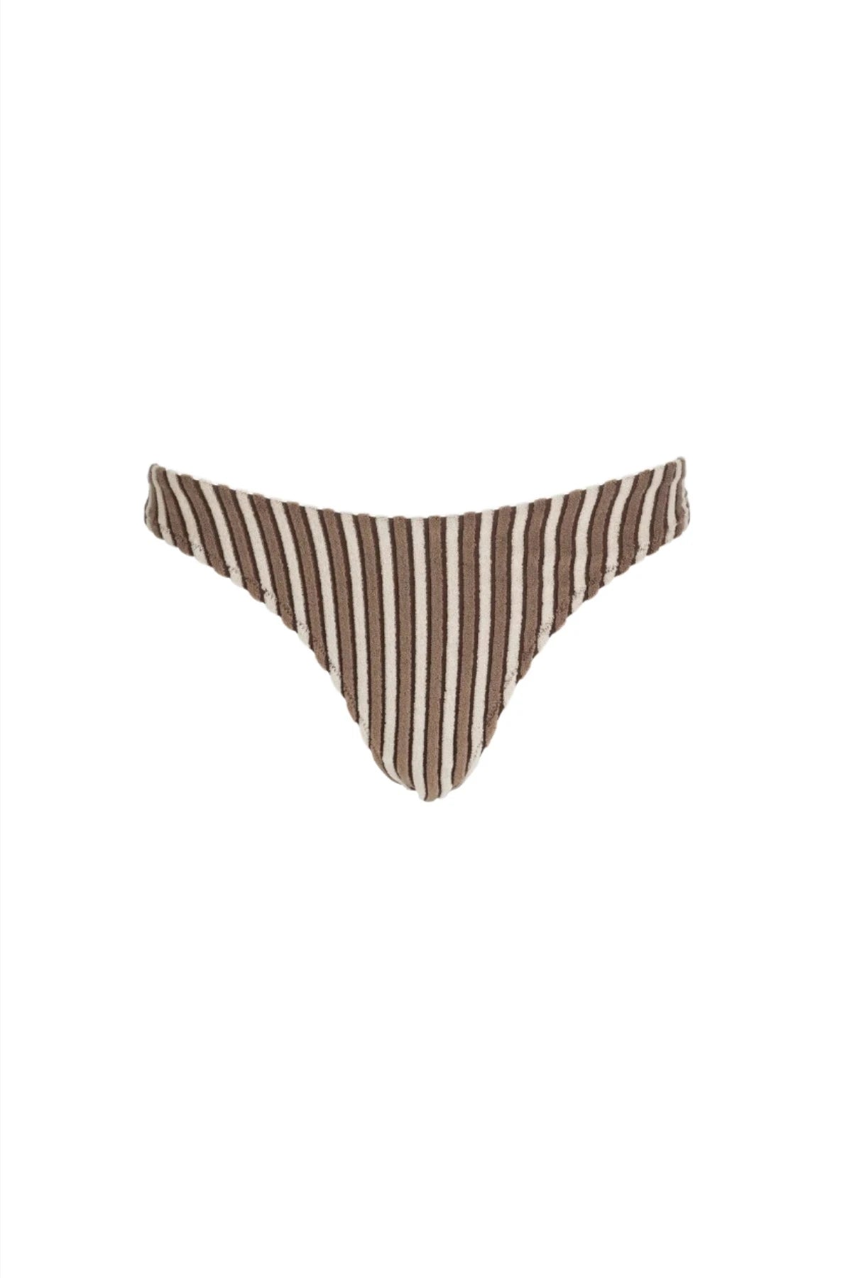 RHYTHM Women's Terry Sands Stripe Hi-Cut Bikini Bottom Cocoa Women's Bikini Bottoms Rhythm 