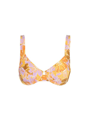 RHYTHM Women's Mahana Floral Panelled Support Underwire Bikini Top Yellow Women's Bikini Tops Rhythm 