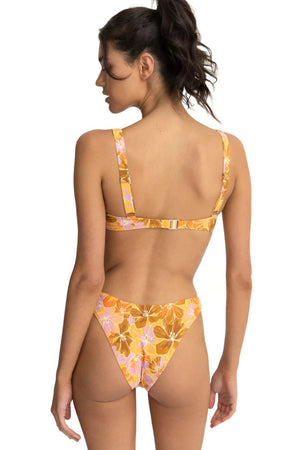 RHYTHM Women's Mahana Floral Panelled Support Underwire Bikini Top Yellow Women's Bikini Tops Rhythm 