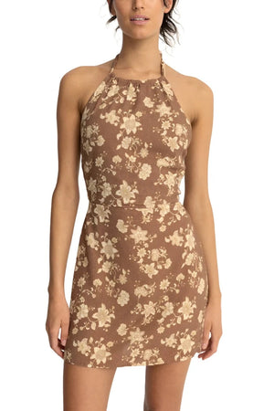 RHYTHM Women's Nova Paisley Halter Mini Dress Chocolate Women's Dresses Rhythm 