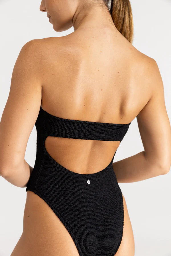 Rhythm long sleeve cut out swimsuit in black
