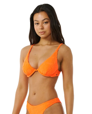 RIPCURL Women's Santorini Terry Balconette Bikini Top Bright Orange Women's Bikini Tops Rip Curl 