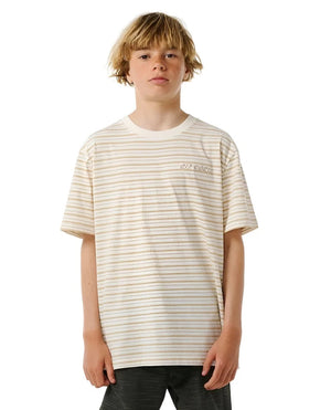 RIP CURL Boys Revival Stripe T-Shirt Bone Boy's T-Shirts Rip Curl 