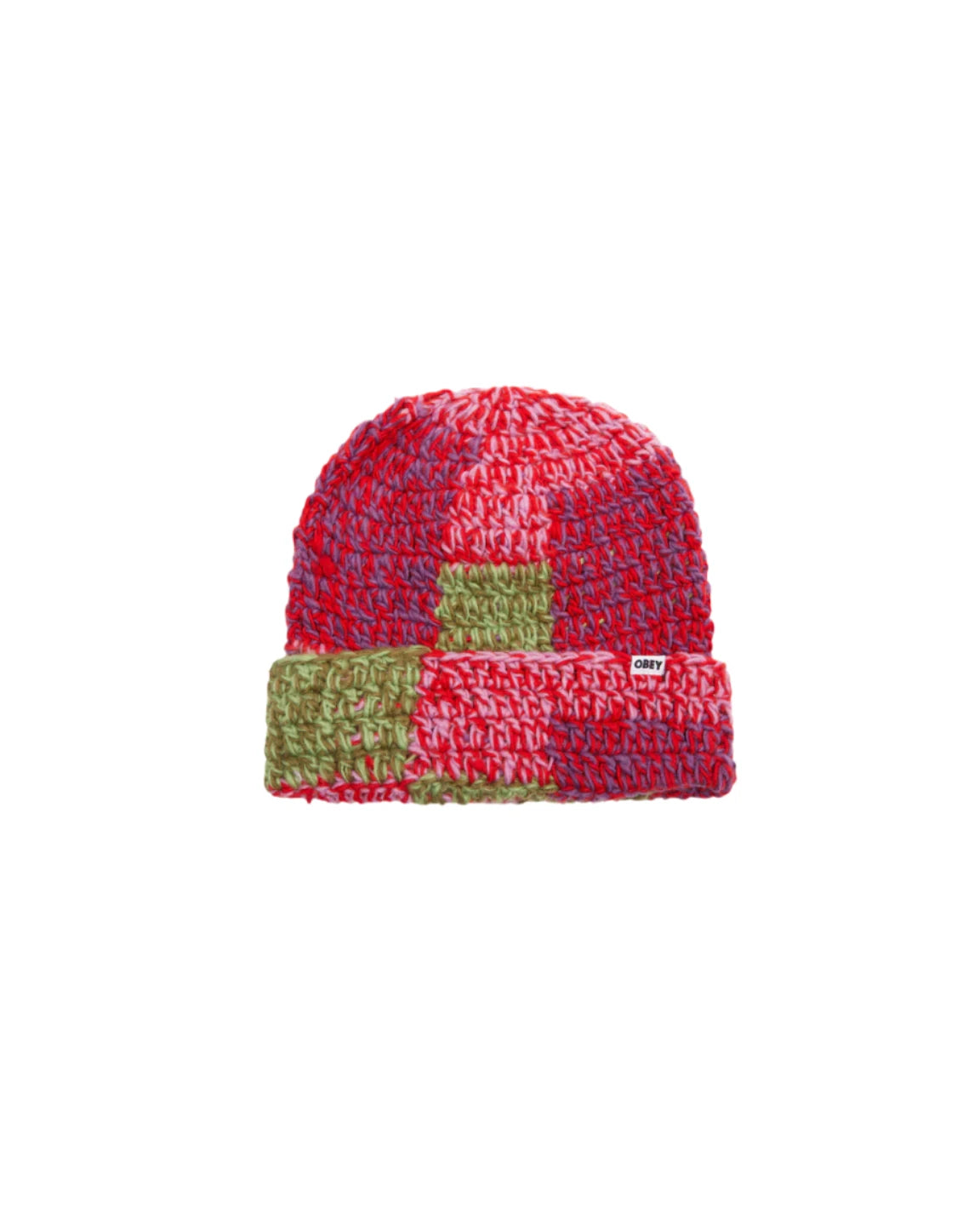 OBEY Patchwork Rob Beanie Red Multi Men's Beanies Obey 