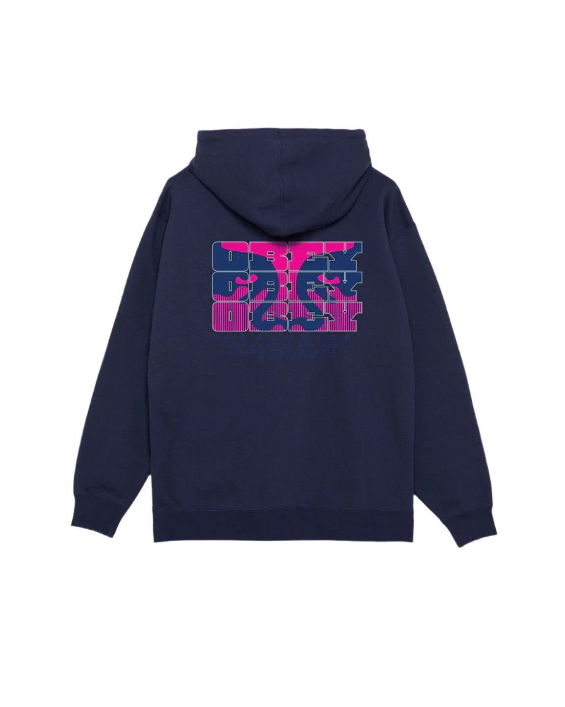 OBEY Brick By Brick Pullover Hoodie Academy Navy Men's Pullover Hoodies Obey 