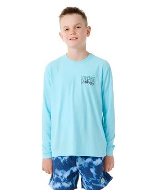 RIP CURL Boy's Pushin' Daisies UPF Long Sleeve Rashguard Sky Blue Youth Rashguards Rip Curl 