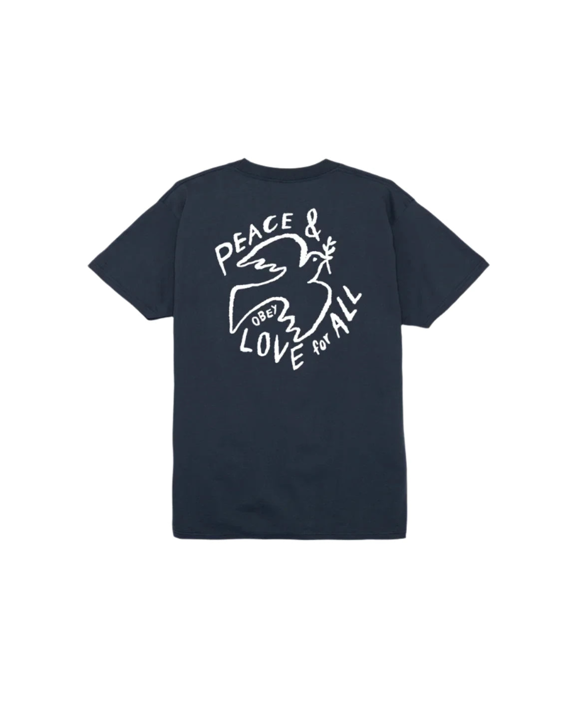 OBEY Peace & Love For All T-Shirt Navy Men's Short Sleeve T-Shirts Obey 