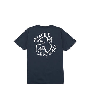 OBEY Peace & Love For All T-Shirt Navy Men's Short Sleeve T-Shirts Obey 