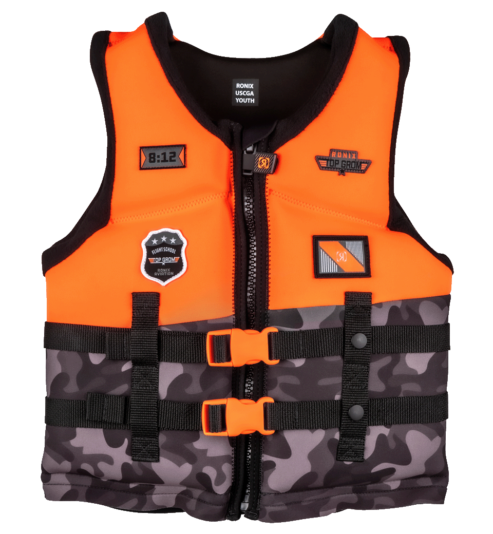 RONIX Youth Top Grom CGA Wake Vest Orange/Black Youth Wake Vests Ronix 