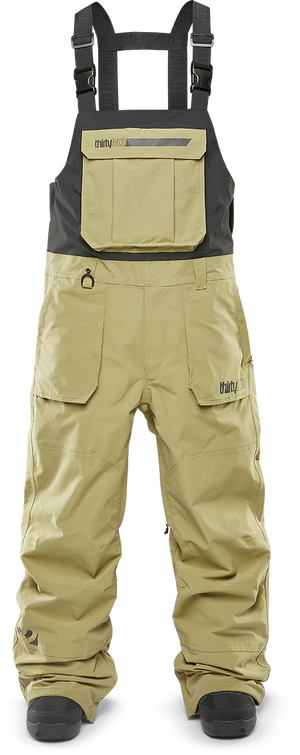 THIRTYTWO Basement Bib Snowboard Pants Khaki 2025 Men's Snow Bib Pants Thirtytwo 