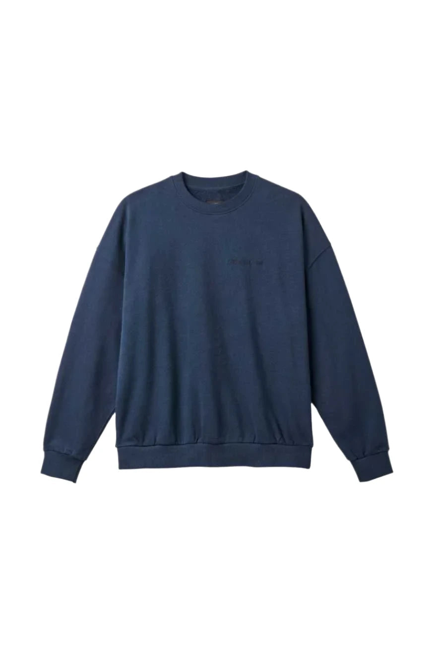 BRIXTON Embroidered Heavyweight Oversized Crew Washed Navy Men's Crewnecks Brixton 