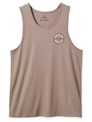 BRIXTON Crest Tank Top Cinder Grey / Off White Men's Tank Tops Brixton 