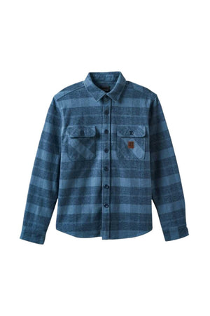 BRIXTON Bowery Heavyweight Flannel Mirage Blue/Washed Navy Men's Long Sleeve Button Up Shirts Brixton 