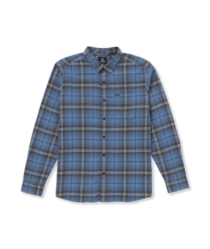 VOLCOM Caden Plaid Long Sleeve Button Up Blueberry Men's Long Sleeve Button Up Shirts Volcom 