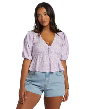 BILLABONG Women's Lady Like Puff Sleeve Crop Top Tulip Women's Blouses Billabong 