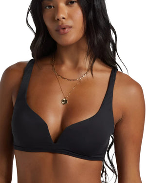 BILLABONG Women's Sol Searcher Dion Plunge Bikini Top Black Pebble Women's Bikini Tops Billabong 