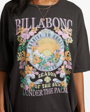 BILLABONG Women's Under The Palms Oversized T-Shirt Off Black Women's Short Sleeve T-Shirts Billabong 