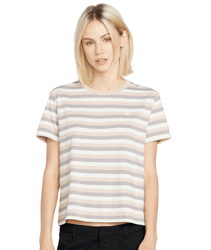 VOLCOM Women's Halite Stripe T-Shirt Dusty Rose Women's T-Shirts Volcom 