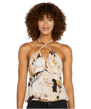 VOLCOM Women's Let's Luau Cami Top Vintage Black Women's Tank Tops and Halter Tops Volcom 