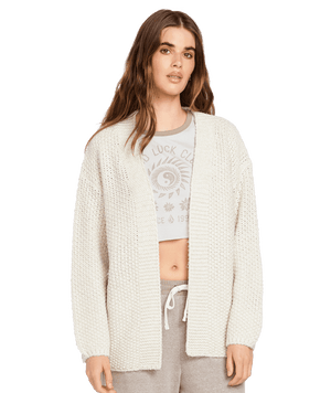 VOLCOM Women's Lived In Lounge Throw Cardigan Star White Women's Sweaters Volcom 