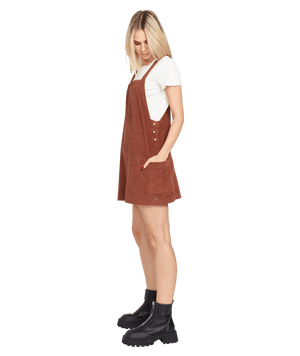 VOLCOM Women's Power Chord Dress Chestnut Brown Women's Dresses Volcom 