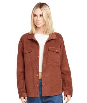 VOLCOM Women's Power Chord Shacket Chestnut Brown Women's Street Jackets Volcom 