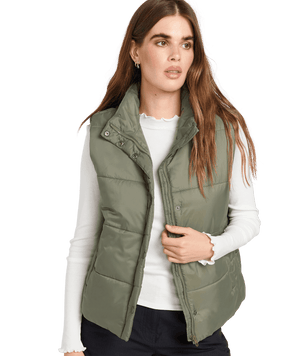 VOLCOM Women's Puff It Vest Army Green Combo Women's Vests Volcom 