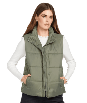 VOLCOM Women's Puff It Vest Army Green Combo Women's Vests Volcom 