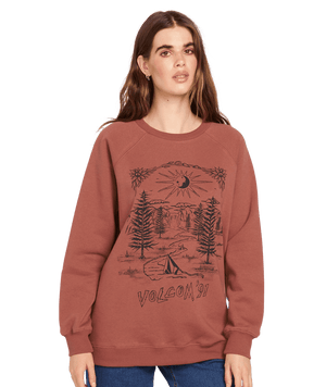 VOLCOM Stone Magic Boyfriend Crew Chestnut Brown Women's Crewnecks Volcom 