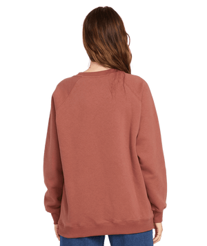 VOLCOM Stone Magic Boyfriend Crew Chestnut Brown Women's Crewnecks Volcom 