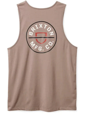 BRIXTON Crest Tank Top Cinder Grey / Off White Men's Tank Tops Brixton 