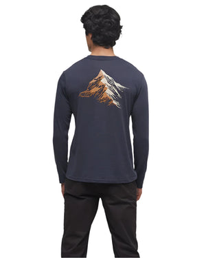 TENTREE Contrast Peaks Long Sleeve T-Shirt Midnight Blue/Pale Oak Men's Long Sleeve T-Shirts Tentree 