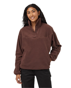 TENTREE Women's Recycled Microfleece 1/4 Snap Fleece Sweater Deep Mahogany Women's Sweaters Tentree 