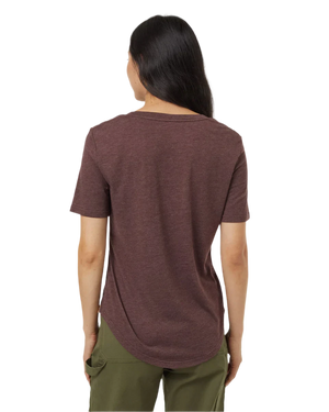 TENTREE Women's TreeBlend V-Neck T-Shirt Deep Mahogany Heather Women's Short Sleeve T-Shirts Tentree 