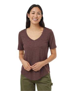 TENTREE Women's TreeBlend V-Neck T-Shirt Deep Mahogany Heather Women's Short Sleeve T-Shirts Tentree 