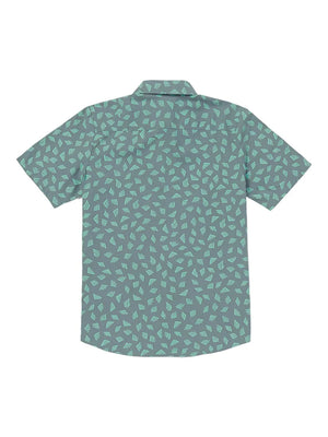 VOLCOM Big Boys Interstone Short Sleeve Button Up Shirt Service Blue Boy's Short Sleeve Button Ups Volcom 