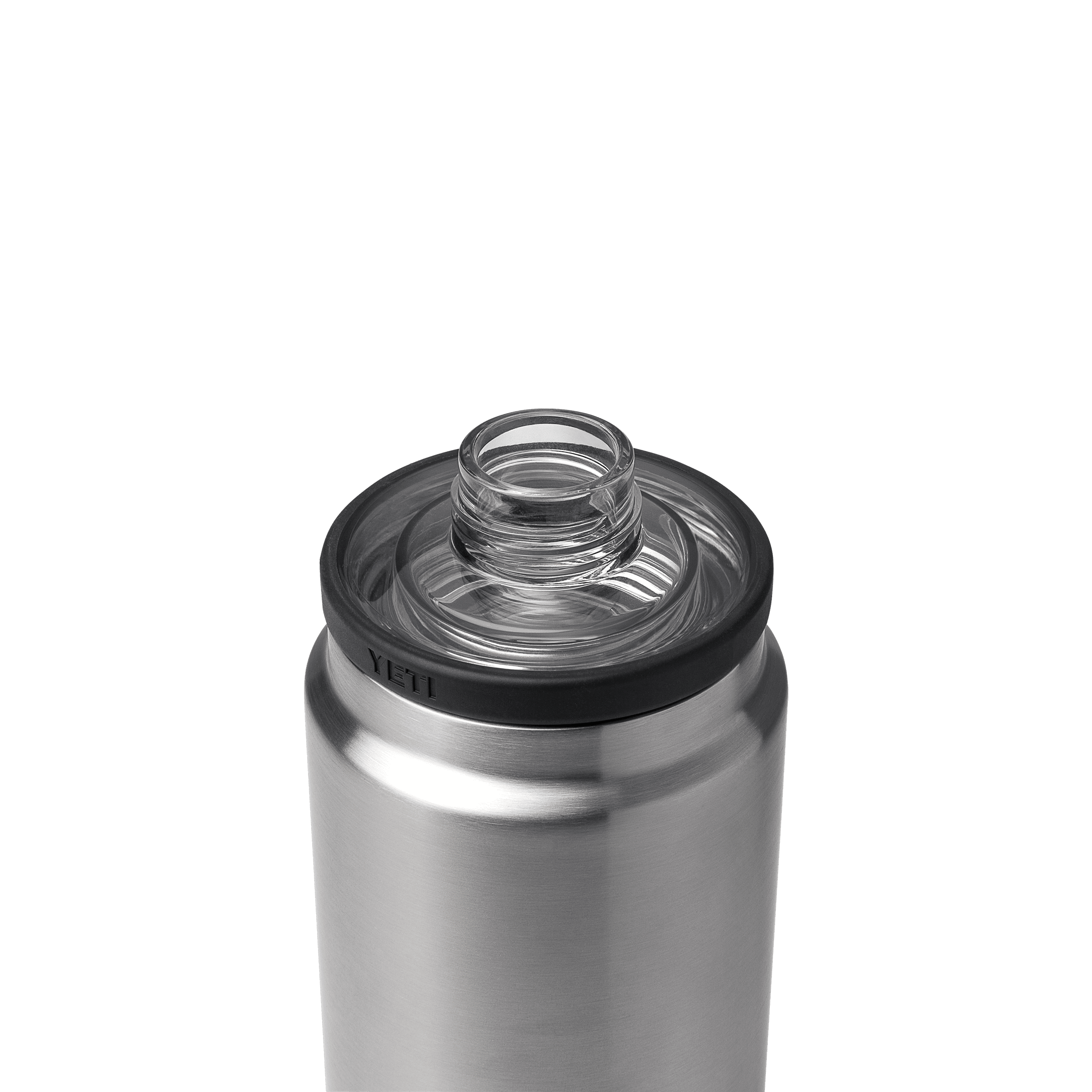 Rambler Bottle Chug Cap  Get to drinking faster with the Rambler Bottle  Chug Cap. It just takes a quick half-twist of the TripleHaul™ Handle to  open and then you're good to