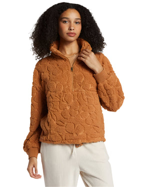 BILLABONG Women's Time Off Half Zip Pullover Sweater Sandalwood Women's Sweaters Billabong 