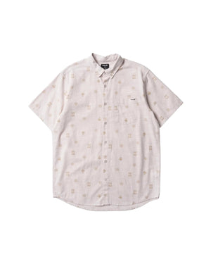 HURLEY One and Only Stretch Print Short Sleeve Button Up Shirt Bone Men's Short Sleeve Button Up Shirts Hurley 