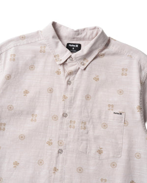 HURLEY One and Only Stretch Print Short Sleeve Button Up Shirt Bone Men's Short Sleeve Button Up Shirts Hurley 