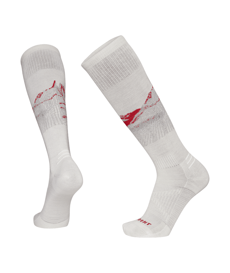 LE BENT Women's Elyse Saugstad Pro Series Zero Cushion Snow Socks Lily White Women's Snowboard Socks Le Bent 