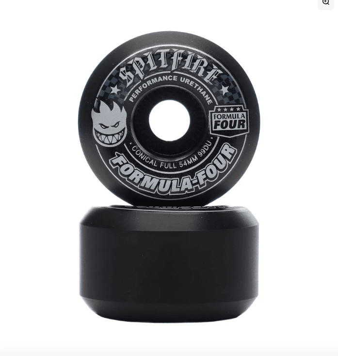 SPITFIRE Formula 4 99 Conical Full 54mm Skateboard Wheels Black Skateboard Wheels Spitfire 