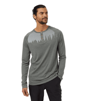 TENTREE TreeBlend Classic Henley Long Sleeve T-Shirt Mineral Heather/White Men's Long Sleeve T-Shirts Tentree 