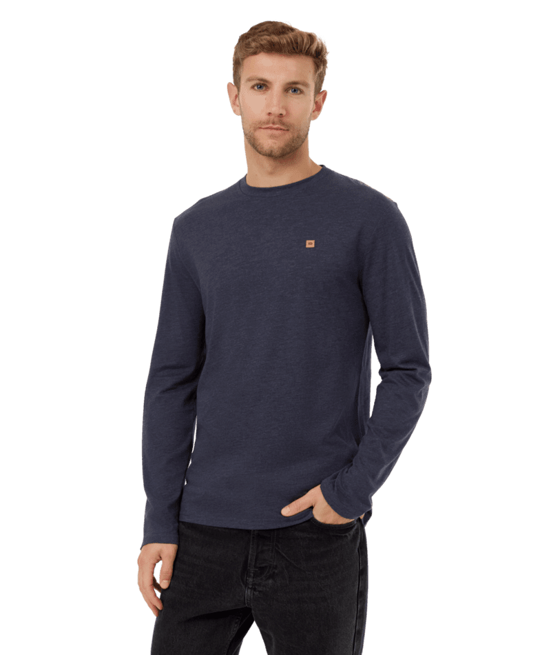 TENTREE TreeBlend Classic Long Sleeve T-Shirt Midnight Blue Heather Men's Long Sleeve T-Shirts Tentree 