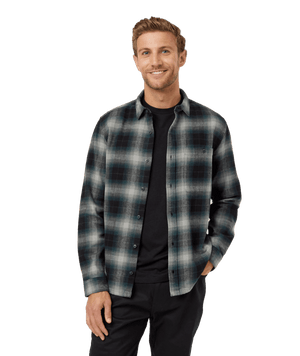 TENTREE Forest Flannel Shirt Forest River Green/Mineral Men's Long Sleeve Button Up Shirts Tentree 