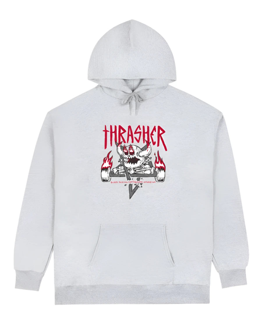 THRASHER Toy Machine Monster-Gram Pullover Hoodie Ash Grey Men's Pullover Hoodies Thrasher 