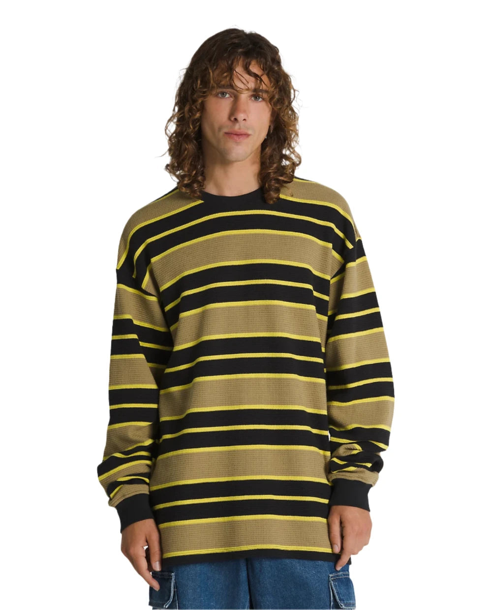 VANS Patton Stripe Long Sleeve Shirt Gothic Olive/Black Men's Long Sleeve T-Shirts Vans 