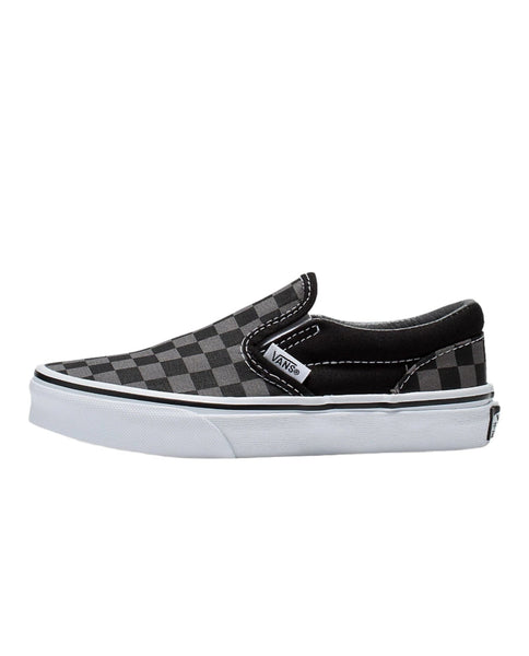 Kids Vans Classic Slip On Shoes 3 Checkerboard Black Pewter