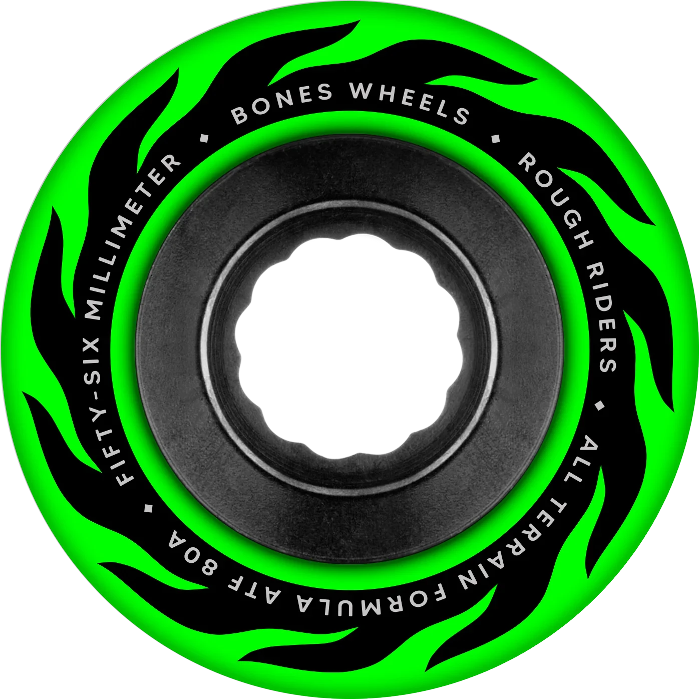 BONES ATF Rough Rider Eternal Flame Green 56mm 80A Skateboard Wheels Skateboard Wheels Bones 